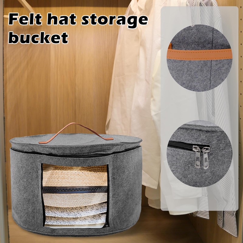 Foldable Hat Storage Box, Round Hat Storage Hat Box with