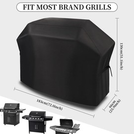 Funshot Barbecue Cover, Weatherproof Gas Grill Tarpaulin, Large BBQ Grill Cover, Waterproof, 420D Oxford Fabric, Gas Grill Cover, Protective Cover, UV-Resistant, Tear-Resistant, 183 x 66 x 130 cm