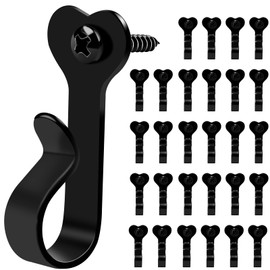 Dapute 60 Pack String Light Hooks, Stainless Steel Hooks for Outdoor String Lights，Screw in Lights Clips for Light Wire Outside Hanging Fairy Lights, Wall Decor Ornaments, Wind Chimes, Plants(Black)