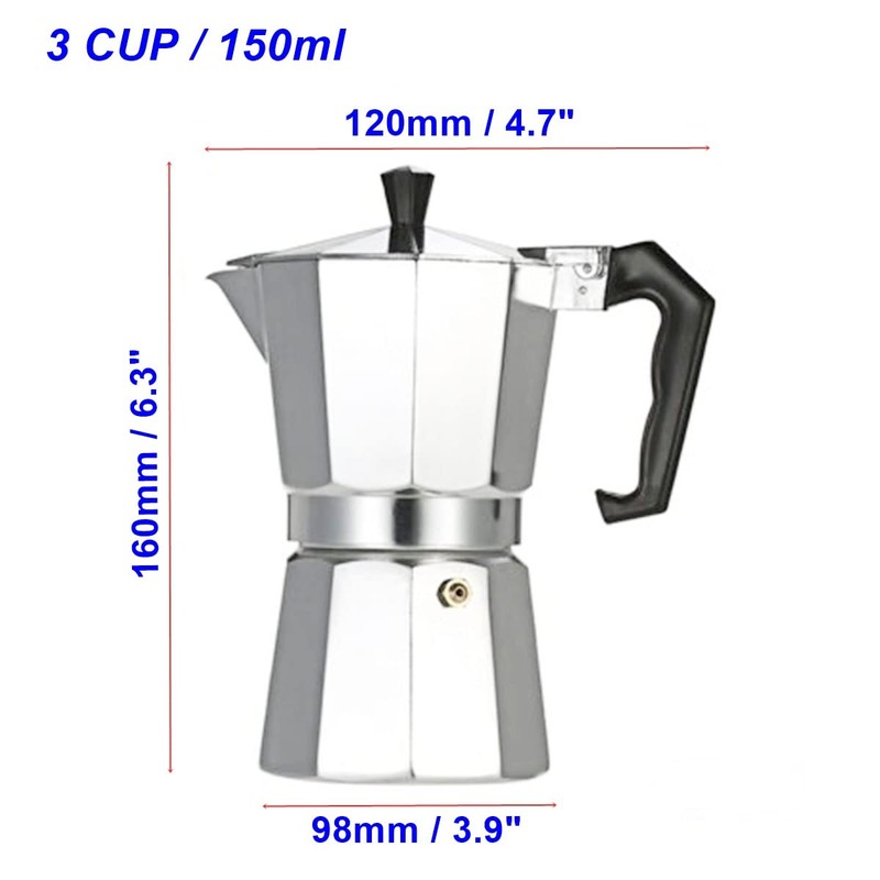 Baukon Aluminum Italian Espresso Coffee Stovetop Maker Pot Percolator (3