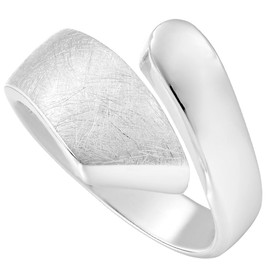 Vinani Brushed Polished Solid Sterling Silver 925 2RSA Open Twist Band Ring, Sterling Silver