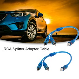 ACROPIX Car Audio RCA Y Splitter Adapter Cable 1 Female to 2 Male Connector Blue - Pack of 2
