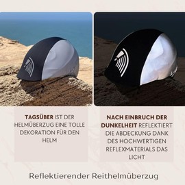 Reflective Riding Helmet Cover, Universal Size, Safety for Rider & Horse, Helmet Protection for Day & Night, Elastic & Non-Slip, 360° Visibility, Riding Equipment (Silver)