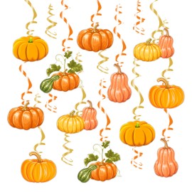 30Pcs Fall Pumpkin Hanging Swirl Decorations No DIY Thanksgiving Pumpkin Ceiling Streamers Fall Pumpkin Decor for Autumn Harvest Party Baby Shower Home School Office Decorations Supplies