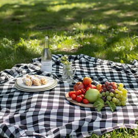 COTTON CRAFT Buffalo Check Cotton Table Cloth - 60" x 84" Size - Black and White Plaid for Wedding, Part, Home Dinning Wedding, Kitchen Picnic