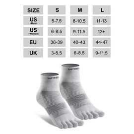 WRELS Coolmax Toe Socks for Men Women,Athletic High Performance Cushion Crew Socks for Running Working,3 Pairs Breathable Five Finger Socks