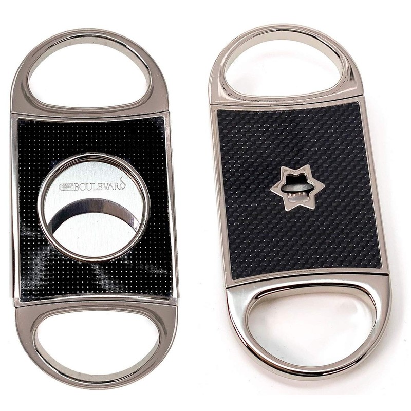 Cigar Boulevard Perfect Cigar Cutter Star Silver-Black Carbon Fiber.