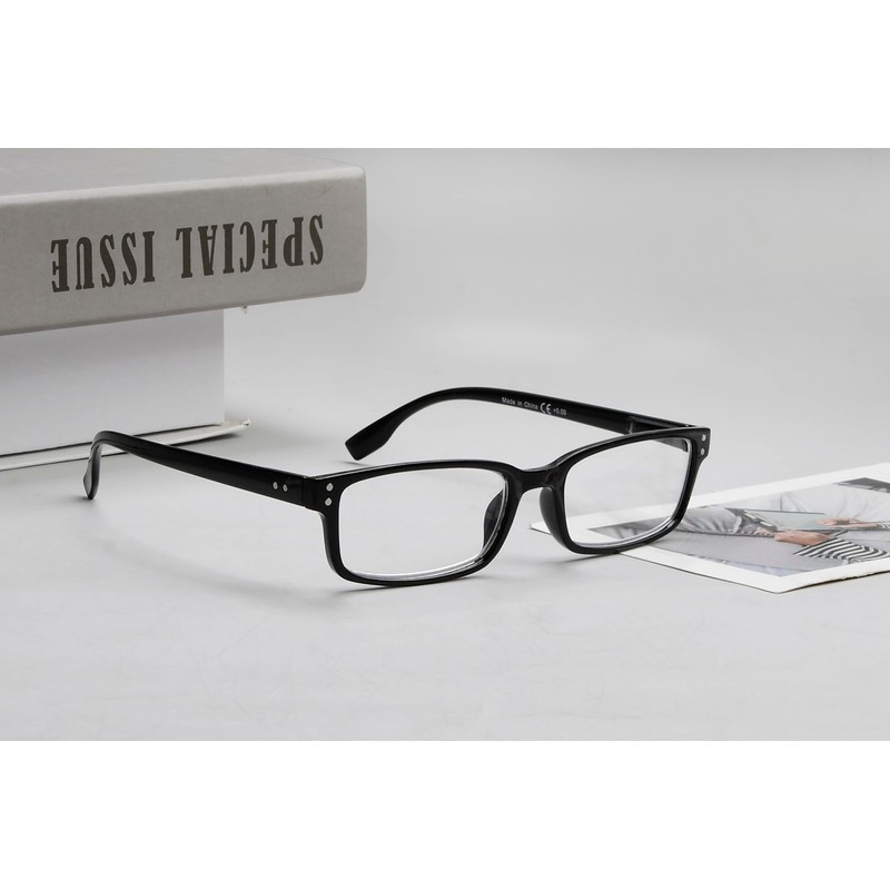 Eyekepper Klassische Qualitätslesebrille rechteckige Fassung mit Federscharnier in Schwarz +3.00