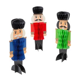 Assorted Designs Christmas Honeycomb Nutcracker Centerpieces - 3" x 9" (1 Set) - Festive Table Decorations for Holiday Parties & Seasonal Decor