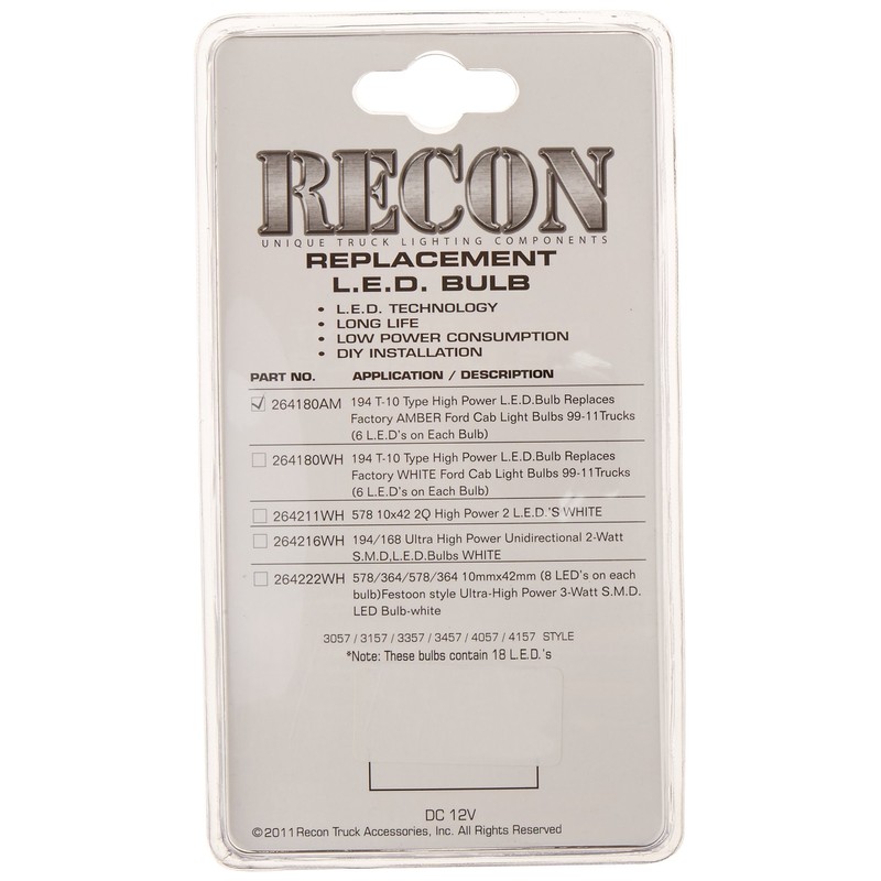 Recon 264180AM LED Bulbs,Amber