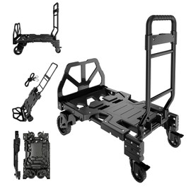 Folding Hand Truck, 300lbs Heavy Duty Hand Truck, Hand Truck Dolly with Retractable Handle and Wheels, Collapsible Dolly Cart with Elastic Rope, Foldable Hand Truck Suitable for Shopping, Transport.