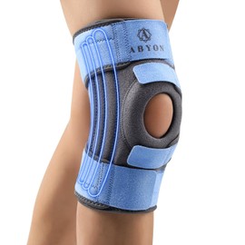 ABYON Knee Brace for Women & Men Meniscus Tear, ACL, Arthritis, Knee Support with Triple Side Stabilizers and Adjustable 360° Wraparound Strap for Maximum Knee Pain Support and Fast Recovery - Please Check How To Size Video