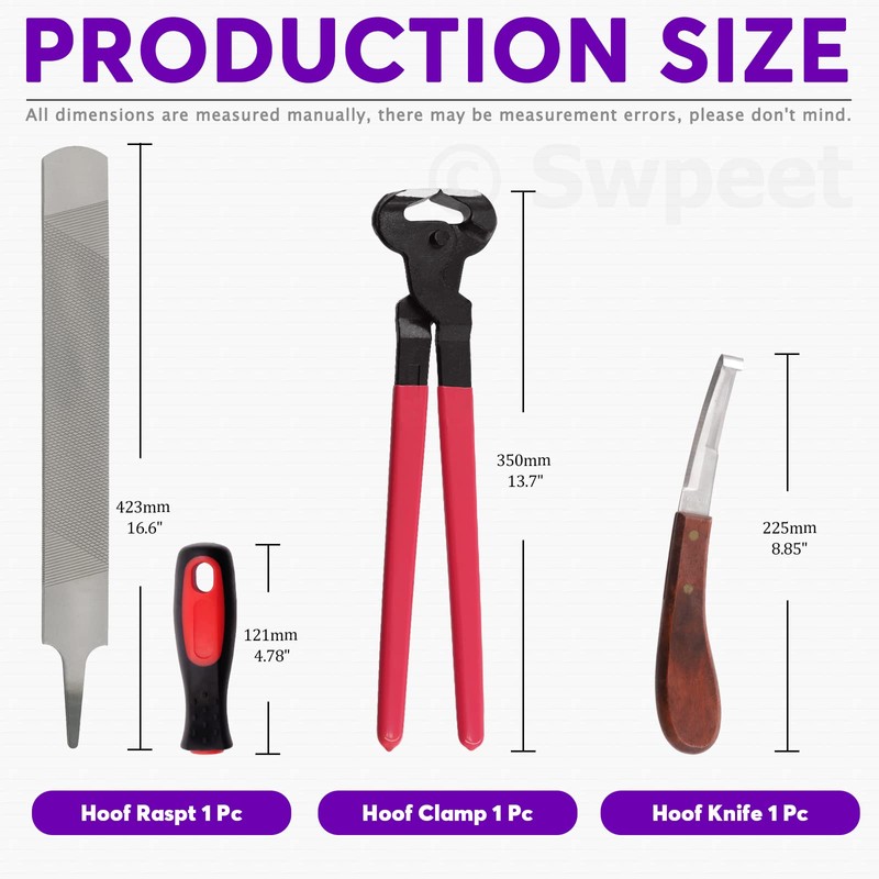 Swpeet 8Pcs Professional Farrier Tools Value Kit with Roll Pack,