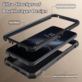 BVCLKJPOI Case for TCL ION X/TCL ION V/TCL 40 Z, with Tempered Glass Screen Protector Dual Layer Rugged Drop Protection Case, Heavy Duty Full Body Shockproof Case for TCL ION X, Blue Cow Pattern