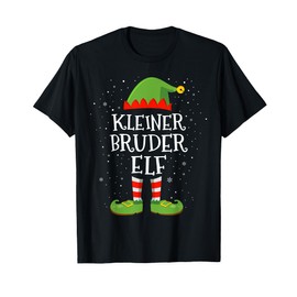 Little Brother Elf Christmas Family Outfit Partner Look T-Shirt, black