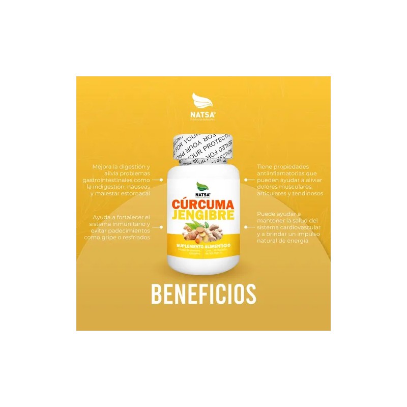 Curcuma Y Jengibre, 300 Cápsulas (3 Frascos 100 Cap C/u)