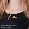 Gold Miniature French Horn Shaped Lapel Brooch Pin Brass Mini