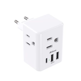 European Travel Plug Adapter with USB Charging Ports, Mifaso International Type C Power Adapter for US to Most of Europe EU Italy France Spain Germany Greece