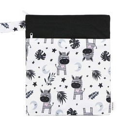 Hi Sprout Grab and Go Waterproof Washable Reusable Diaper Wet Dry Cloth Diaper Bags, zebra