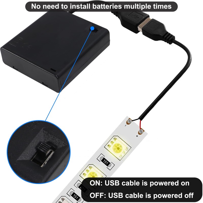 AEDIKO 2pcs 4 AA Battery Holder USB Switch 6V USB
