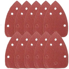 Pack of 10 140 x 140 x 98 mm 6-Hole Triangle Mouse Detail Sandpaper Velcro Sanding Sheets Grit 40