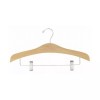 Only Hangers 16" Natural Decorative Wooden Suit Hanger w/ Clips