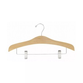 Only Hangers 16" Natural Decorative Wooden Suit Hanger w/ Clips Pack of 25