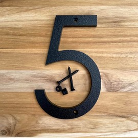 5 Inch Modern Plastic House Numbers and Letters with hardware included. Black and White Arrows, North South East West, Unit A B, No.- Dash, 1/2 (5, BLACK)