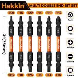 Hakkin 6Pcs Double Ended Screwdriver Bit Set S2 Steel Impact Tough PH2 Screwdriver Bit 75mm Magnetic Impact Driver Bit Torx Bit Roberston Square Bit PH2 PH1 SL6 SL4 SQ1 SQ2 T10 T15 T20 T25 H4 H6