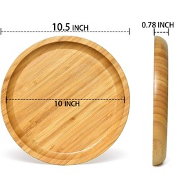 OYSIR 2 Pack Bamboo Saucer, 10.5 inch Plant Saucer, 10" Cactus Plant Tray, Round Bamboo Tray for Modern Ceramic Flower Pot, Planter Pot Tray, Also Use Cup Holder, Spoon Holder, Kitchen Utensil Rest