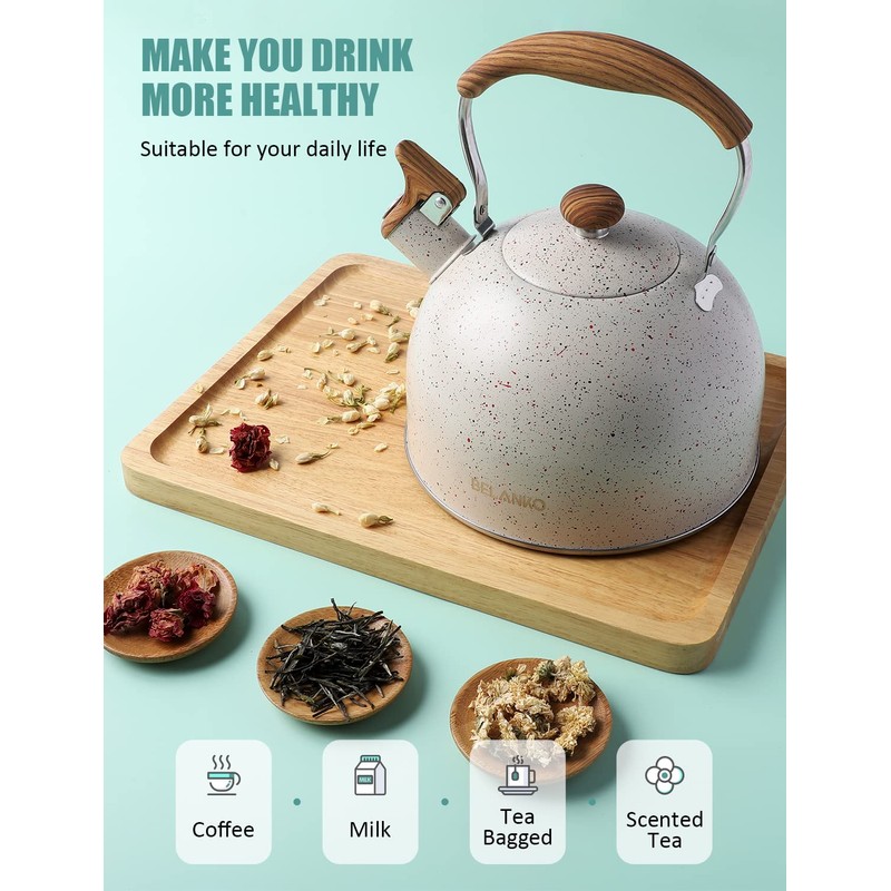Tea Kettle, BELANKO 85 OZ / 2.5 Liter Whistling Tea