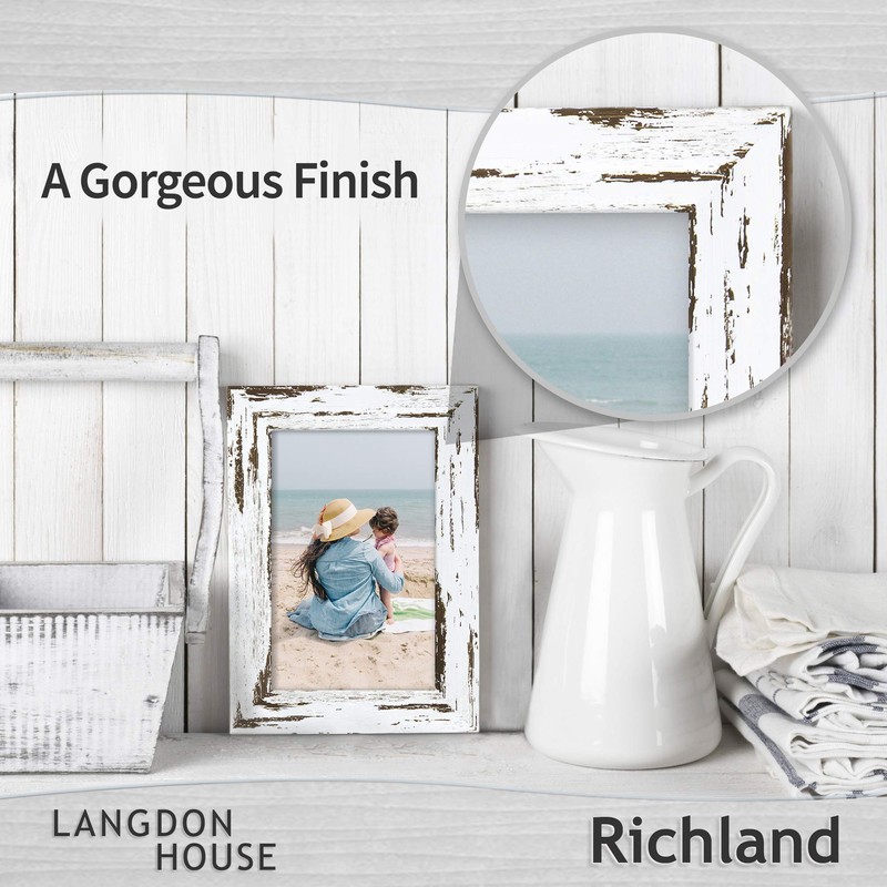 Langdon House 8x10 Picture Frames (Distressed White, 3 Pack) Farmhouse