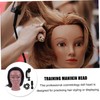 FOMIYES Hair Braiding Training Head with Real Hair Black Skin