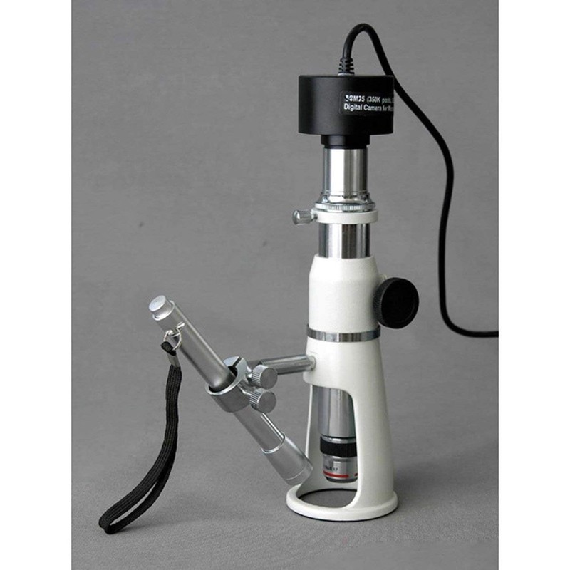 AmScope H100 Handheld Stand Measuring Microscope, 100x Magnification, 17mm Field