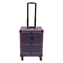 Rolling Makeup Train Case 7 Compartments+1*Mirror, 2* Keys, 4 *Universal Wheels, Cosmetology Case On Wheels Large Makeup Trolley Case Suitable for Anyone Who Loves Beauty or Nail Art/Ships (purple)