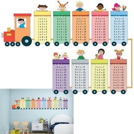 DHER Multiplication Boards Educational Wall Stickers Digital Multiplication Table Cartoon Train Wall Stickers Room Decorative Stickers Wall Stickers Classroom Art Wall Stickers