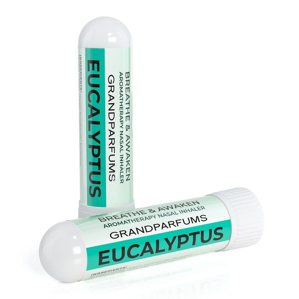 Grand Parfums Eucalyptus Aromatherapy Nasal Inhaler Made with 100% Therapeutic Essential Oils and Menthol - Pure Natural to Help You Breathe and Wake Up! Simple and Effective