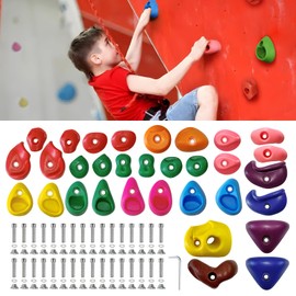 SREHRLY 32 PCS Rock Climbing Wall for Kids,Rock Wall Climbing Holds,Adults Climbing Wall Grip Kits Holds Up to 230 lbs for Outdoor Indoor Home Playground Climbing Wall Holds