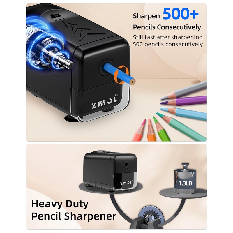 Zmol Electric Pencil Sharpeners,Heavy Duty Classroom Pencil Sharpeners for Colored