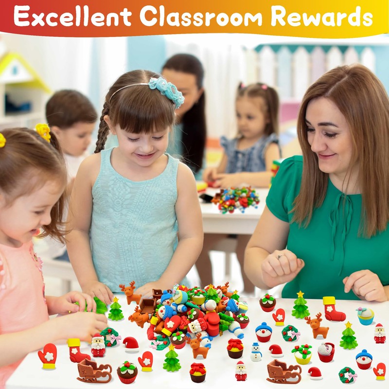 LanMa 30PC Christmas Erasers for Kids Animal Puzzle Eraser Desk