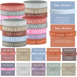 Remuuly 100 Pcs Mental Health Awareness Bracelets Positive Affirmation Cards for Women Motivational Silicone Bracelets for Women Students Employees