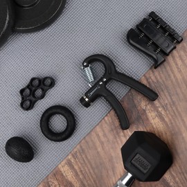 Phoenix Fitness 5pcs Hand Grip Strengthener Set - 5-60kg Adjustable Resistance Hand Gripper Exercise Set for Forearm, Wrist and Finger Strength Training & Rehabilitation - Black