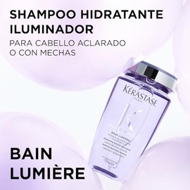 Kérastase Bain Lumière Shampoo Hidratante para Cabello Rubio y Decolorado, Limpia, Ilumina y Fortalece con Ácido Hialurónico y Flor de Edelweiss, 250 