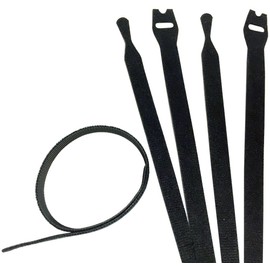 8" Long Hook & Loop Wrap Cable Ties - 25 Pieces - Color Black