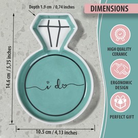 VELENTI Diamond Ring Trinket Dish – Elegant Ceramic Jewelry Holder – Perfect Engagement Ring Holder, Wedding Ring Holder, Trinket Tray for Women, Small Jewelry Dish for Gifts and Decor