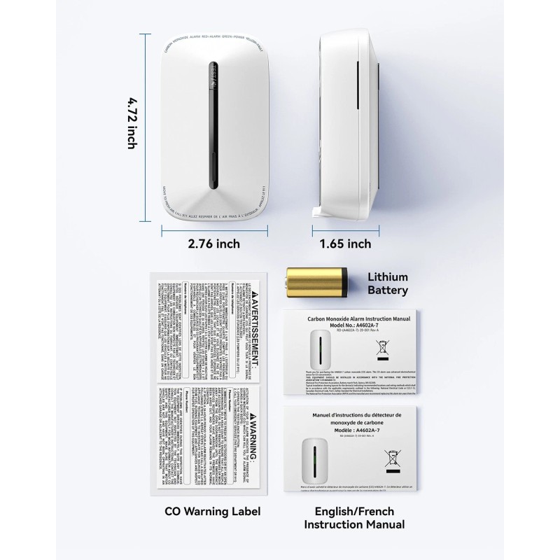 Siterwell 4-pack SITERWELL Portable 10 Year Battery Carbon Monoxide Detector