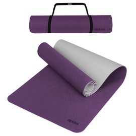 ALPIDEX Yoga Mat Non-Slip 190 x 61 x 0.6 cm | 190 x 90 x 0.6 cm Phthalate-Free Fitness TPE Mat Gymnastics Pilates Sports Yoga Training Mat Sleeping Mat, Berry / Light Grey, 190 x 90 x 0.6 cm