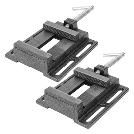 Biugaaufai 2 Pack 4 Inch Portable Drill Press Vise with Slotted Base - Light Duty Drill Press Vise, Light Duty Bench Vise, Cast Iron Construction, Ideal for Wood & Metal Work (Black)