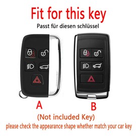 HIBEYO Smart Car Key Case Fits Land Rover Protective Case Key Cover TPU for Jaguar XE XF XJ Range Rover Sport Evoque Velar Smartkey Key Ring Remote Key 5 Buttons (B White)