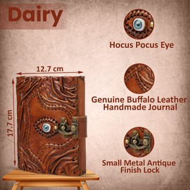 Hocus Pocus Book of Spells Leather Journal Deckle Edge Paper Third Eye grimoire Journal Vintage Leather Journal Book of Shadows Journal Blank Antique Spell Book Witch Journal Lock Clasp Notebook